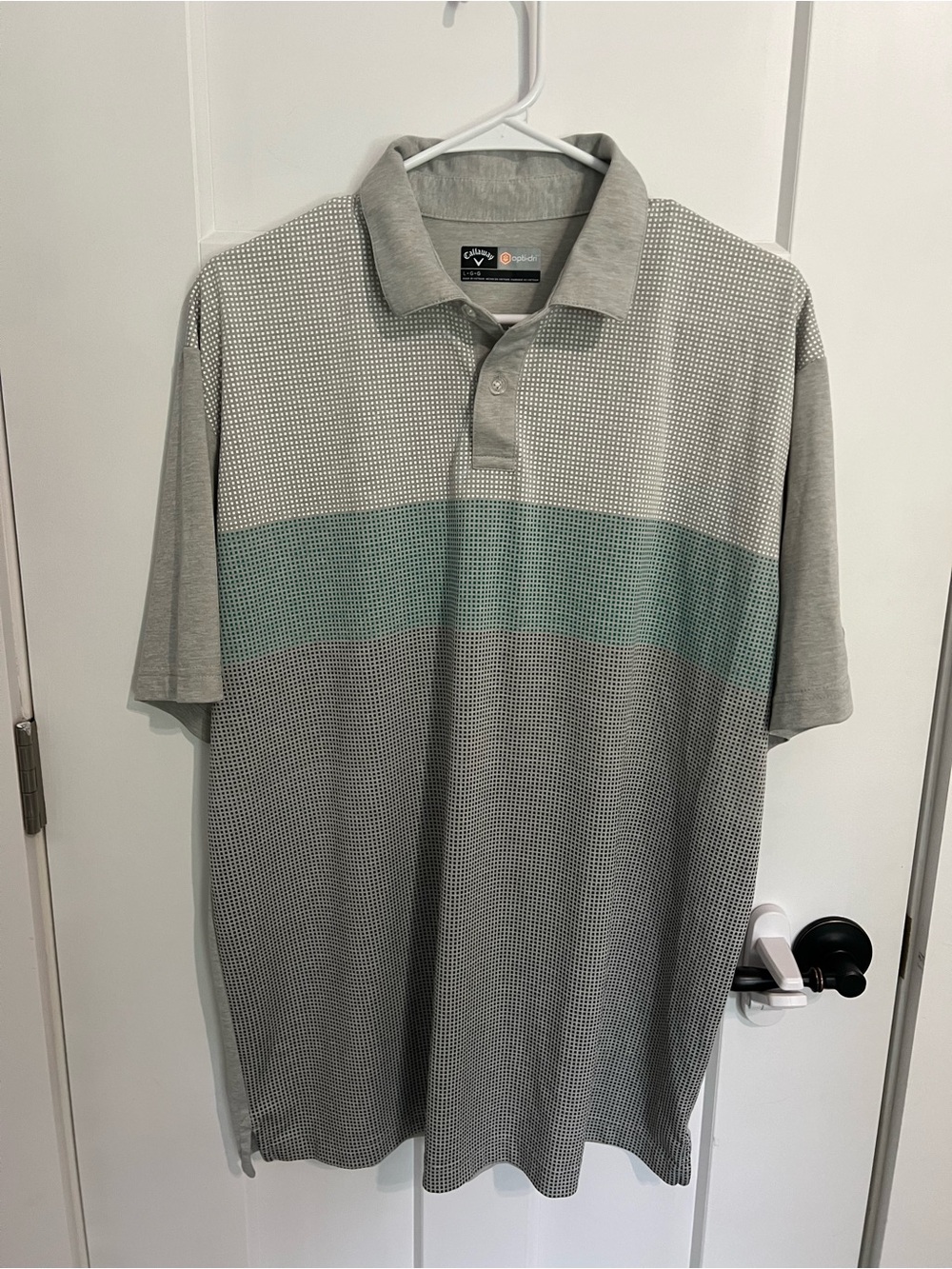 Callaway Gray Polo with Teal Stripe